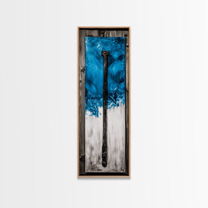 Abstract Metal Art, Modern Industrial Design, Blue and White Wall Decor, Unique Home Statement, Contemporary Style, Canvas Print