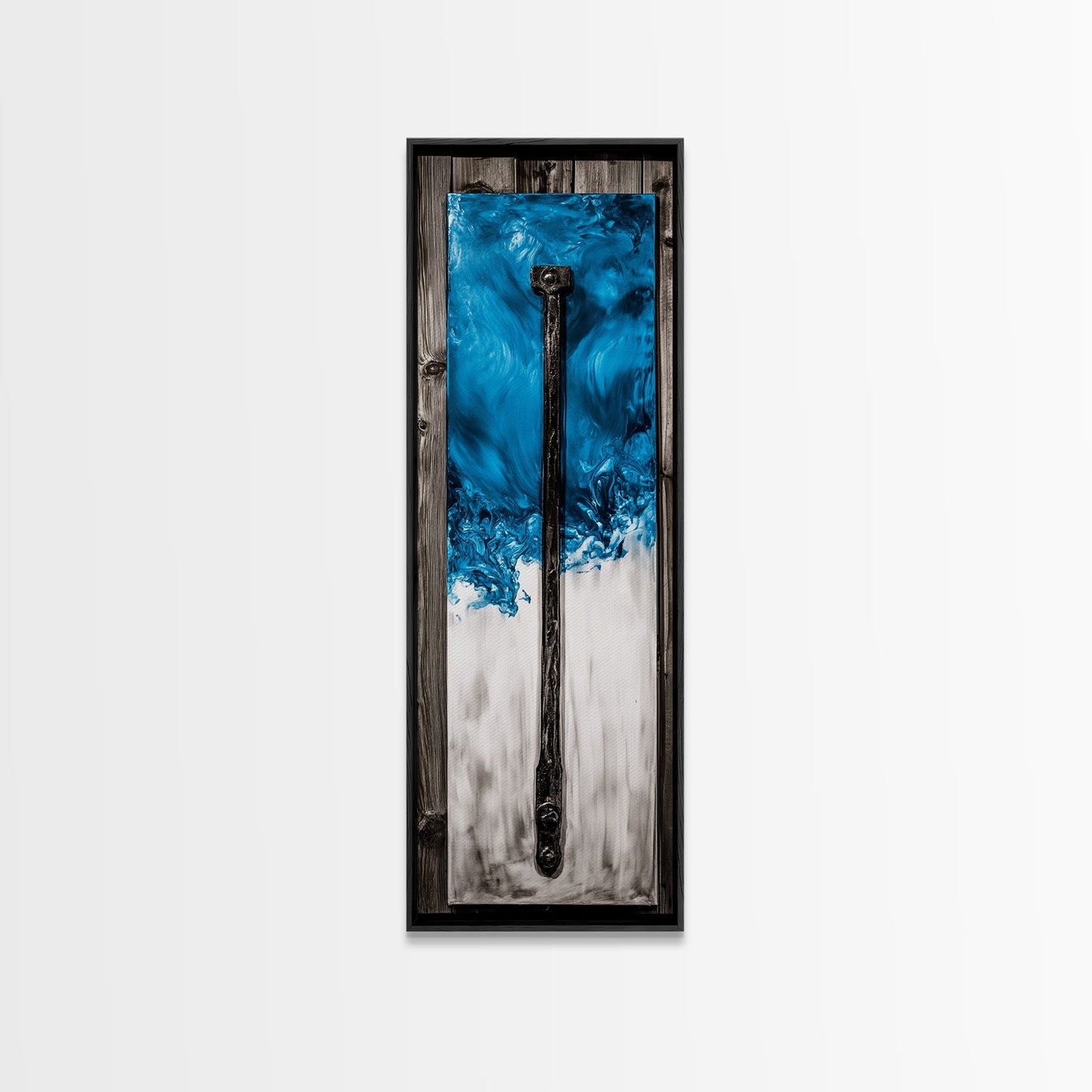 Abstract Metal Art, Modern Industrial Design, Blue and White Wall Decor, Unique Home Statement, Contemporary Style, Canvas Print