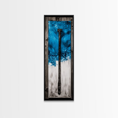 Abstract Metal Art, Modern Industrial Design, Blue and White Wall Decor, Unique Home Statement, Contemporary Style, Canvas Print