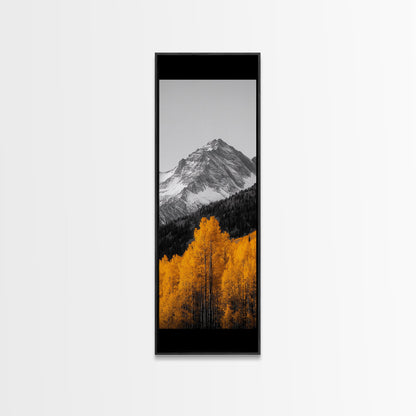 Autumn Aspen Trees, Mountain Range, Fall Foliage, Framed Canvas Print, Rustic Farmhouse Art, Living Room Wall Decor, Seasonal Nature Art