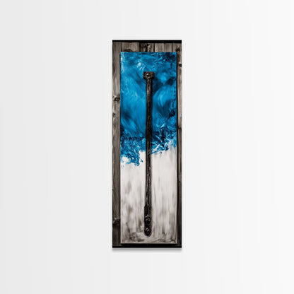 Abstract Metal Art, Modern Industrial Design, Blue and White Wall Decor, Unique Home Statement, Contemporary Style, Canvas Print