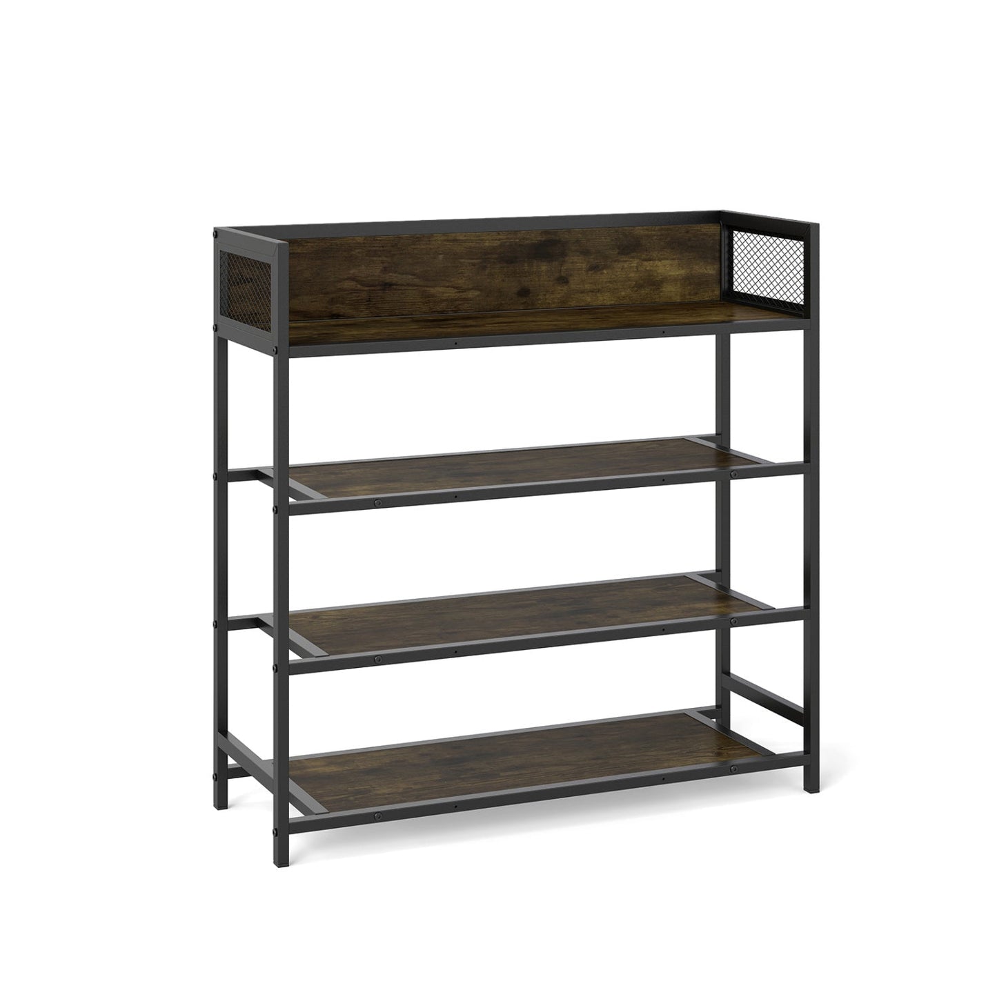 4-Tier Shoe Rack Industrial Shoe Organizer with Heavy Duty Metal Frame