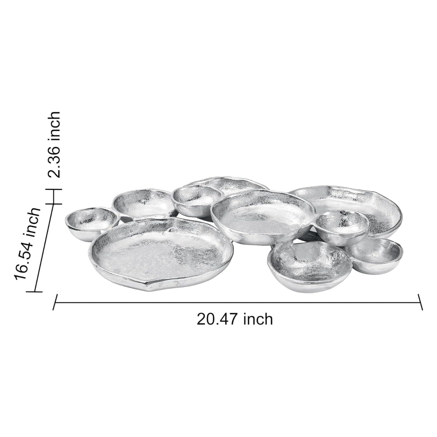 Cluster of 10 Round Serving Bowls Silver Clusters Decorative Tray