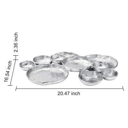 Cluster of 10 Round Serving Bowls Silver Clusters Decorative Tray