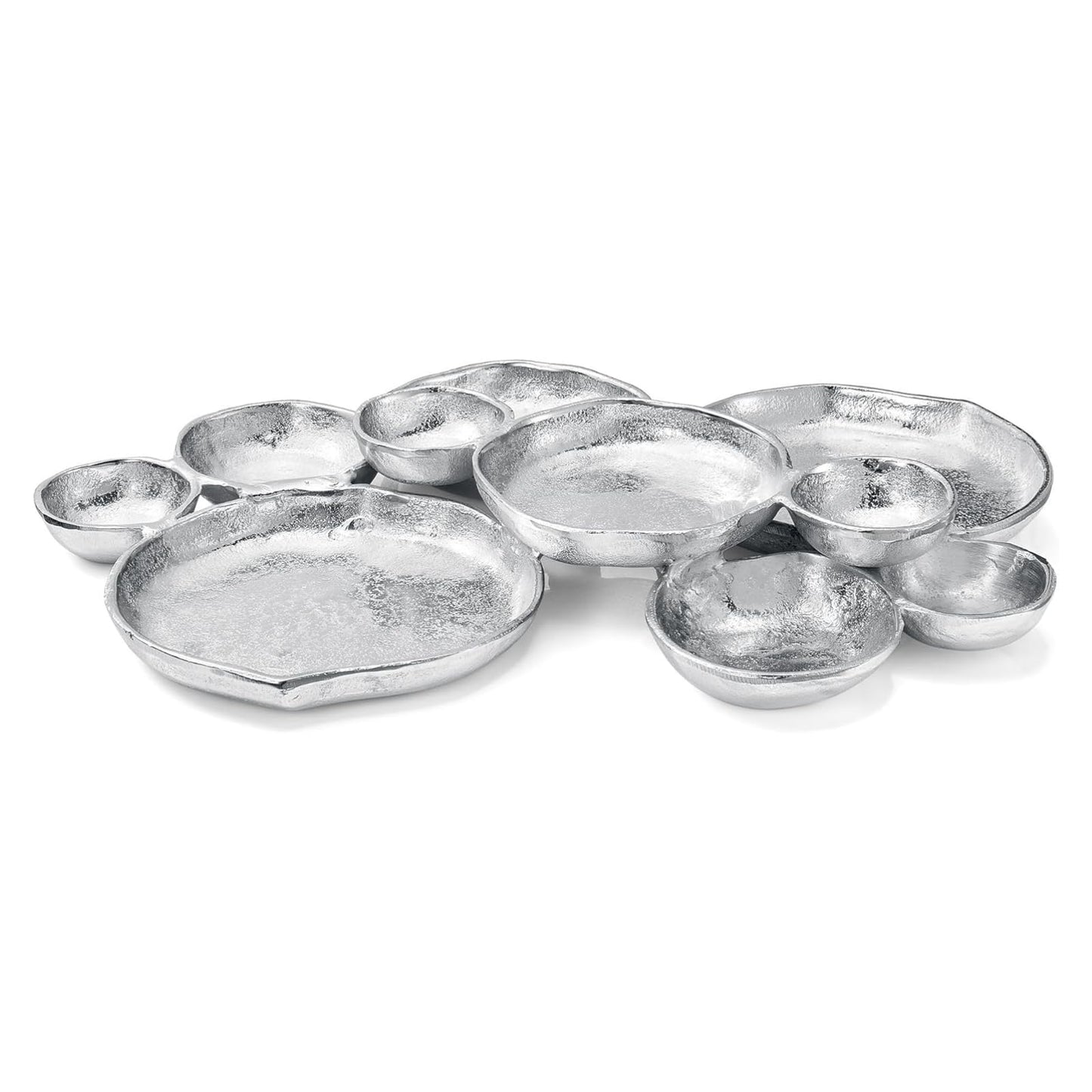 Cluster of 10 Round Serving Bowls Silver Clusters Decorative Tray