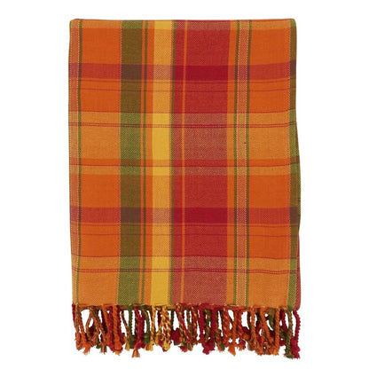 Fennco Styles Autumn Harvest Plaid Tassel Throw Blanket 50" W x 60" L – Terracotta Blanket for Couch, Bedroom and Living Room Décor