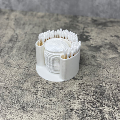 Cotton Swab Bathroom Organizer - Perfect for Qtips and Exfoliating or Cotton Pads - Convenient Access to Qtips, Cotton Swabs, and Exfoliating Pads in Your Bathroom - Clean White Finish