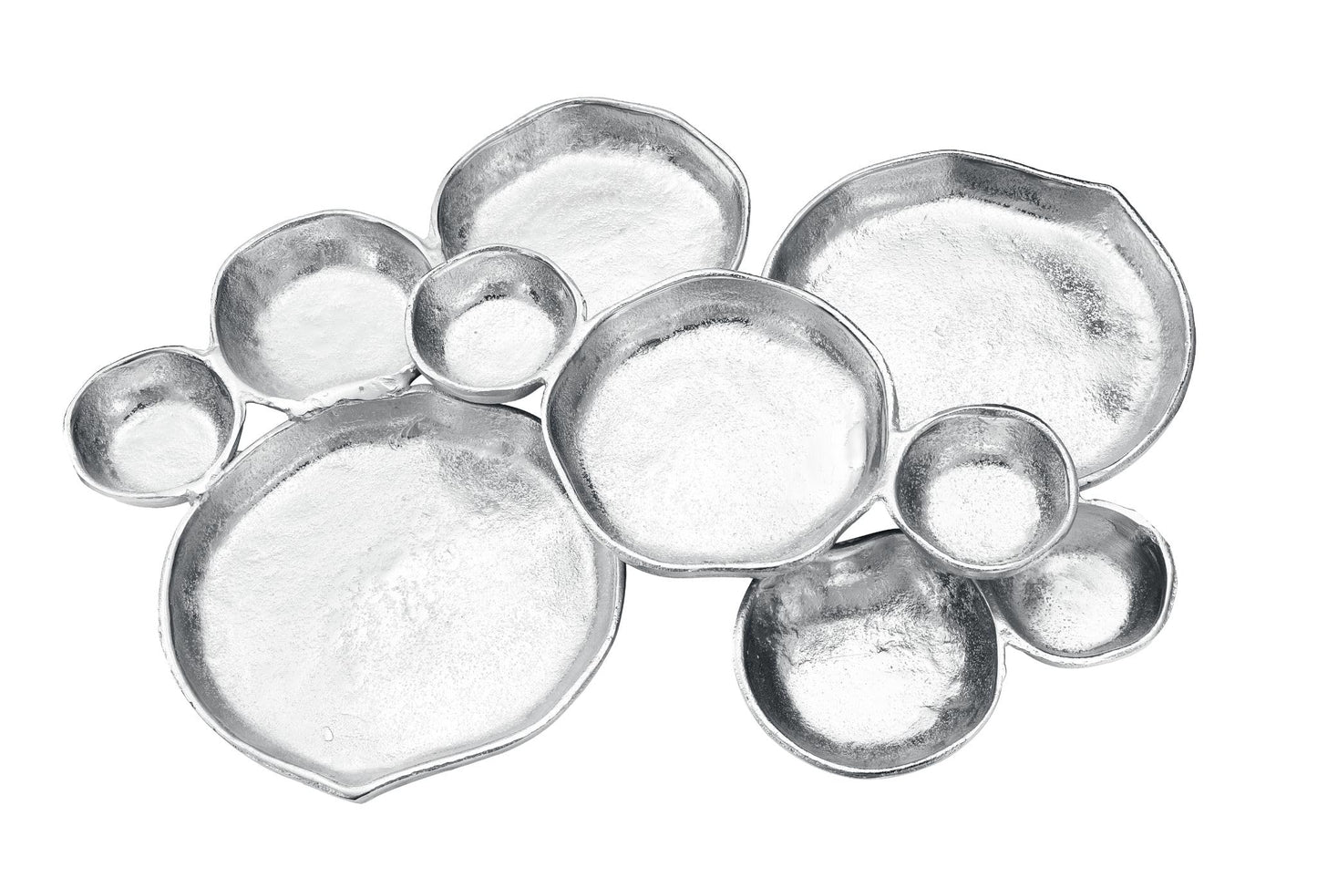 Cluster of 10 Round Serving Bowls Silver Clusters Decorative Tray