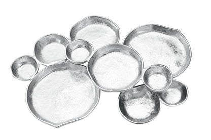 Cluster of 10 Round Serving Bowls Silver Clusters Decorative Tray