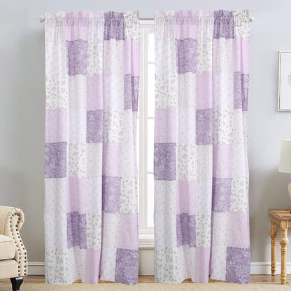 Love of Lilac Lavender Floral Patchwork Purple Window Curtain Panel/Drapes