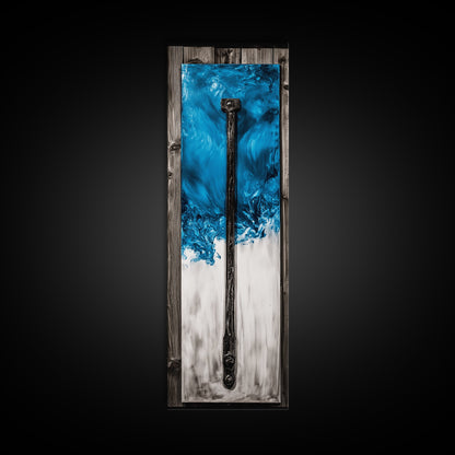 Abstract Metal Art, Modern Industrial Design, Blue and White Wall Decor, Unique Home Statement, Contemporary Style, Canvas Print