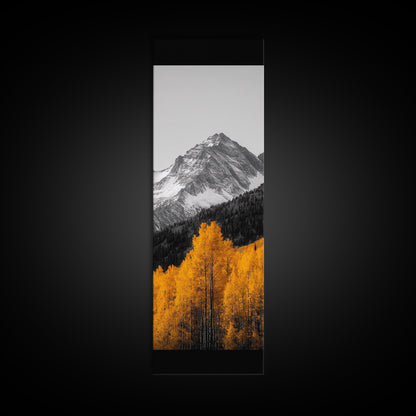 Autumn Aspen Trees, Mountain Range, Fall Foliage, Framed Canvas Print, Rustic Farmhouse Art, Living Room Wall Decor, Seasonal Nature Art