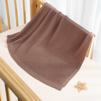 Classic Knit Cotton Baby Blanket in Mocha