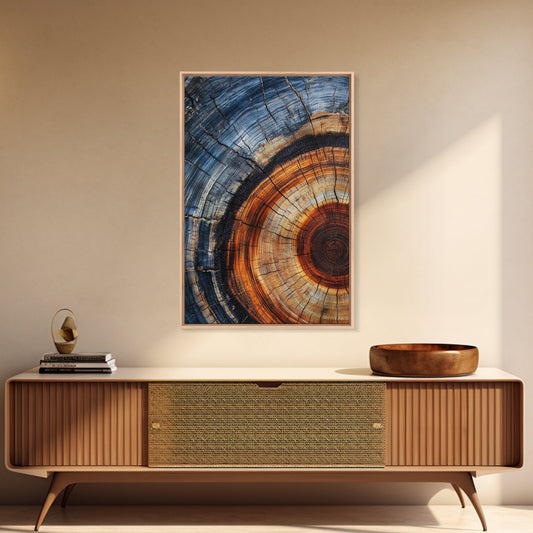 Tree Ring Framed Wall Art, Framed Canvas, Abstract Colorful Tree Ring Wall Decor, Minimalist Home Canvas Art, Farmhouse Living Room Modern Art