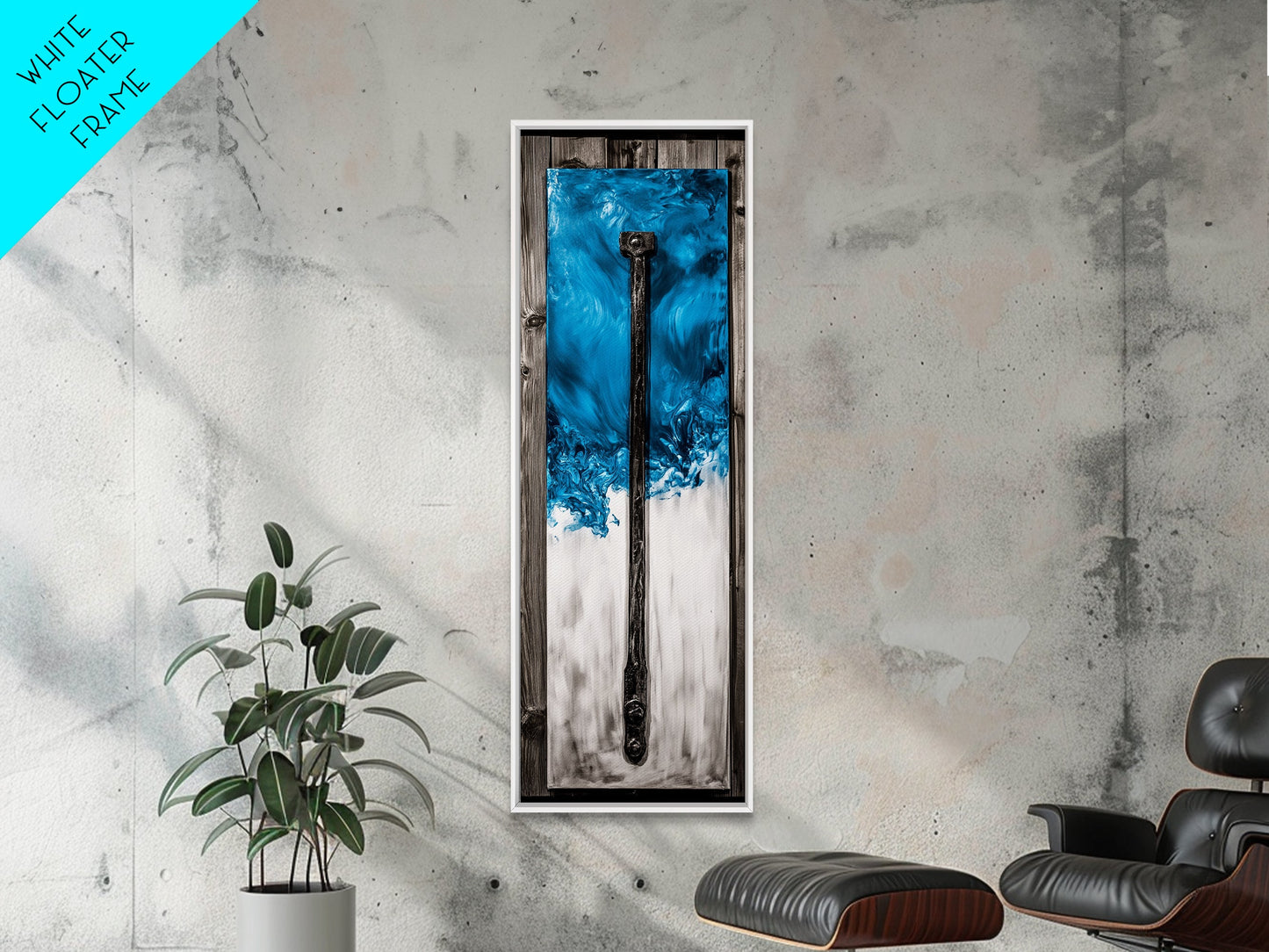Abstract Metal Art, Modern Industrial Design, Blue and White Wall Decor, Unique Home Statement, Contemporary Style, Canvas Print