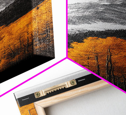 Autumn Aspen Trees, Mountain Range, Fall Foliage, Framed Canvas Print, Rustic Farmhouse Art, Living Room Wall Decor, Seasonal Nature Art