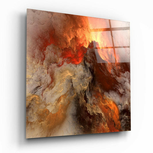 Golden Chaos Abstract Glass Wall Art