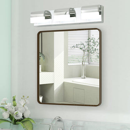 LED Bathroom Vanity Light | 3/4/5/6-Light Chrome Stainless Steel Wall Sconce with Acrylic Shade — Over Mirror, Moisture-Proof