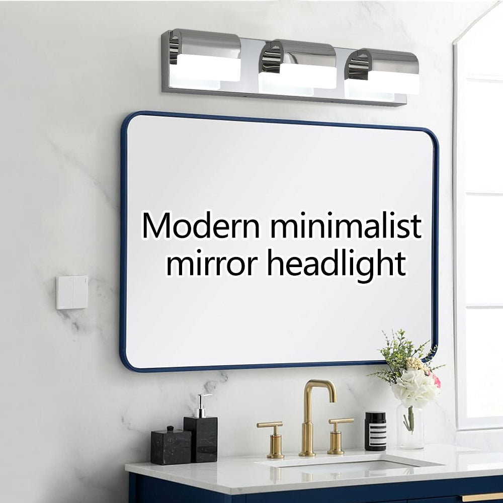 LED Bathroom Vanity Light | 3/4/5/6-Light Chrome Stainless Steel Wall Sconce with Acrylic Shade — Over Mirror, Moisture-Proof