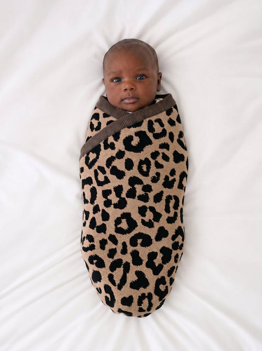 Leopard Jacquard Knit Baby Blanket