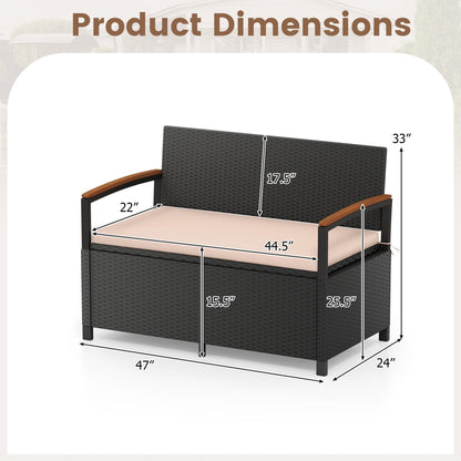 Outdoor Storage Bench Deck Box Patio Furniture with Cushion-White