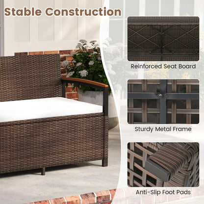 Outdoor Storage Bench Deck Box Patio Furniture with Cushion-White