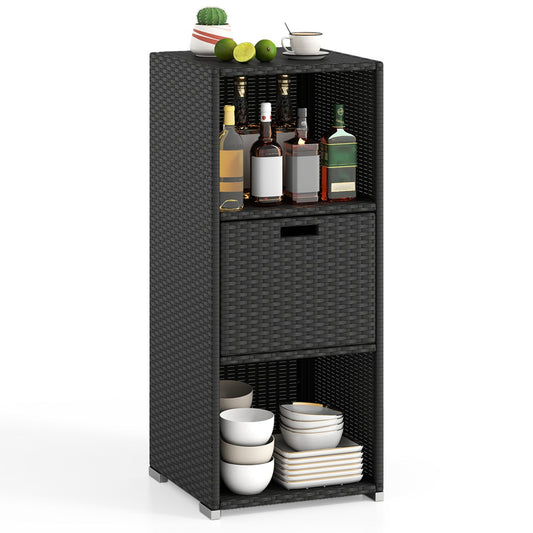 Outdoor Storage Cabinet Patio Wicker Organizer with Drawer