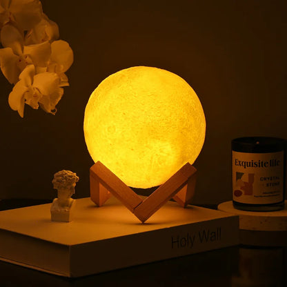 Moon Night Light | 3D LED Bedside Lamp for Kids Room and Home Decor