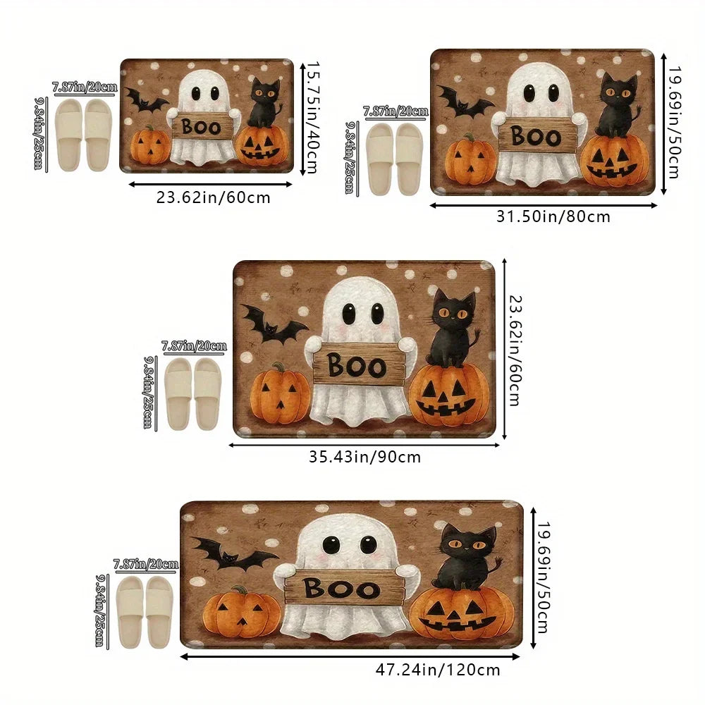 VIKAMA Halloween Pumpkin Ghost Carpet Kitchen Rug Bathroom Carpet For Live Room Sofa Carpet Doormat rmat Bedside Rugs Home Decor