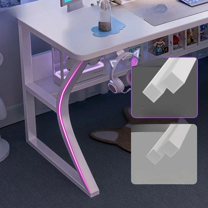 White Gaming Computer Desk Chair Set Home Office Study Bedroom Foldable Simple Ergonomic Modern Laptop Table Muebles Furniture