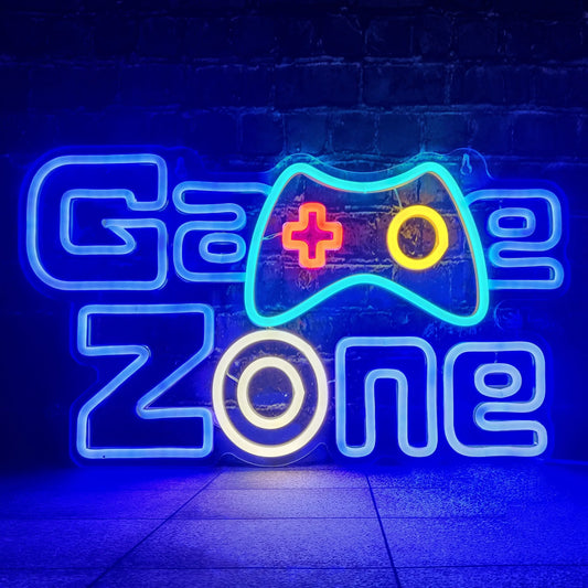 Game Zone  Neon Sign LED Neon Light for Wall Decor USB Powered for Bedroom Bar Shop Game Room Man Cave Decor Gift for Game Lover
