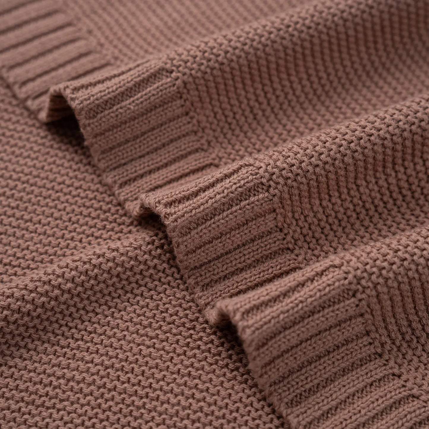 Classic Knit Cotton Baby Blanket in Mocha