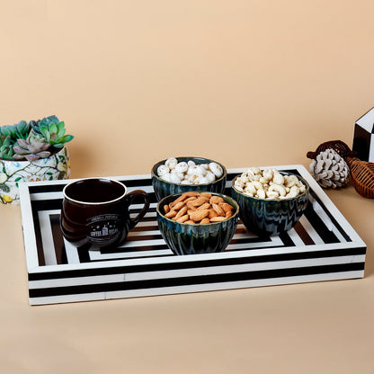 Black White Concentric Tray Coffee Table Ottoman 11x17 12x12