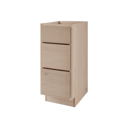 Maple Unfinished 12" Bathroom Vanity 3-Drawer Base Cabinet