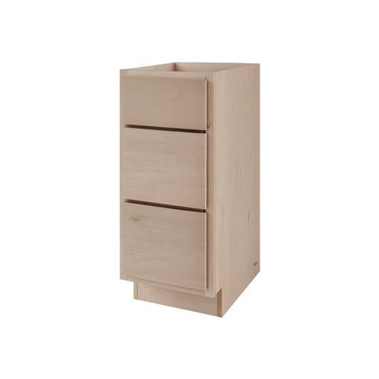 Maple Unfinished 12" Bathroom Vanity 3-Drawer Base Cabinet