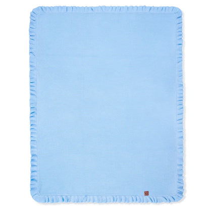 Ruffled Edge Knit Baby Blanket in Baby Blue