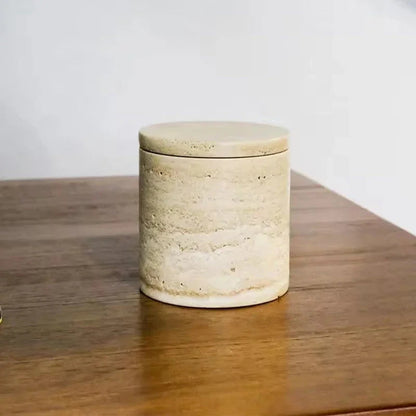 Luxury Marble Organizer Canister - Handcrafted Round Stone Container for Vanity, Office | Gift Set with Lid for Makeup Brushes & Coffee Lovers