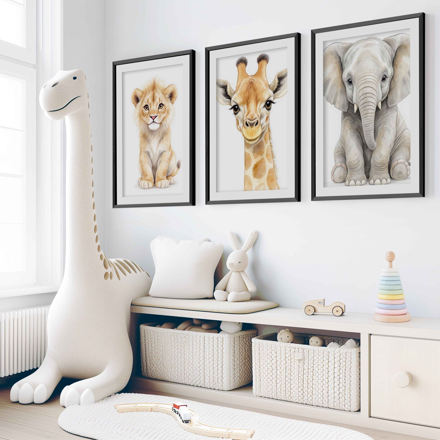 Safari Animal Nursery Room Wall Decor – Set of 3 Prints