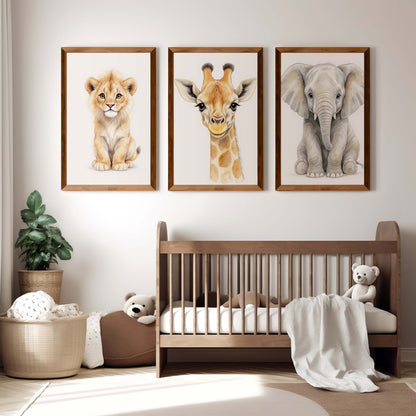 Safari Animal Nursery Room Wall Decor – Set of 3 Prints