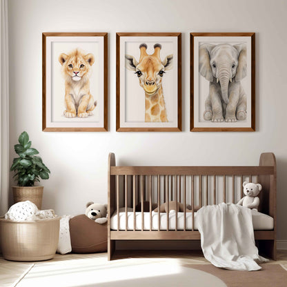 Safari Animal Nursery Room Wall Decor – Set of 3 Prints