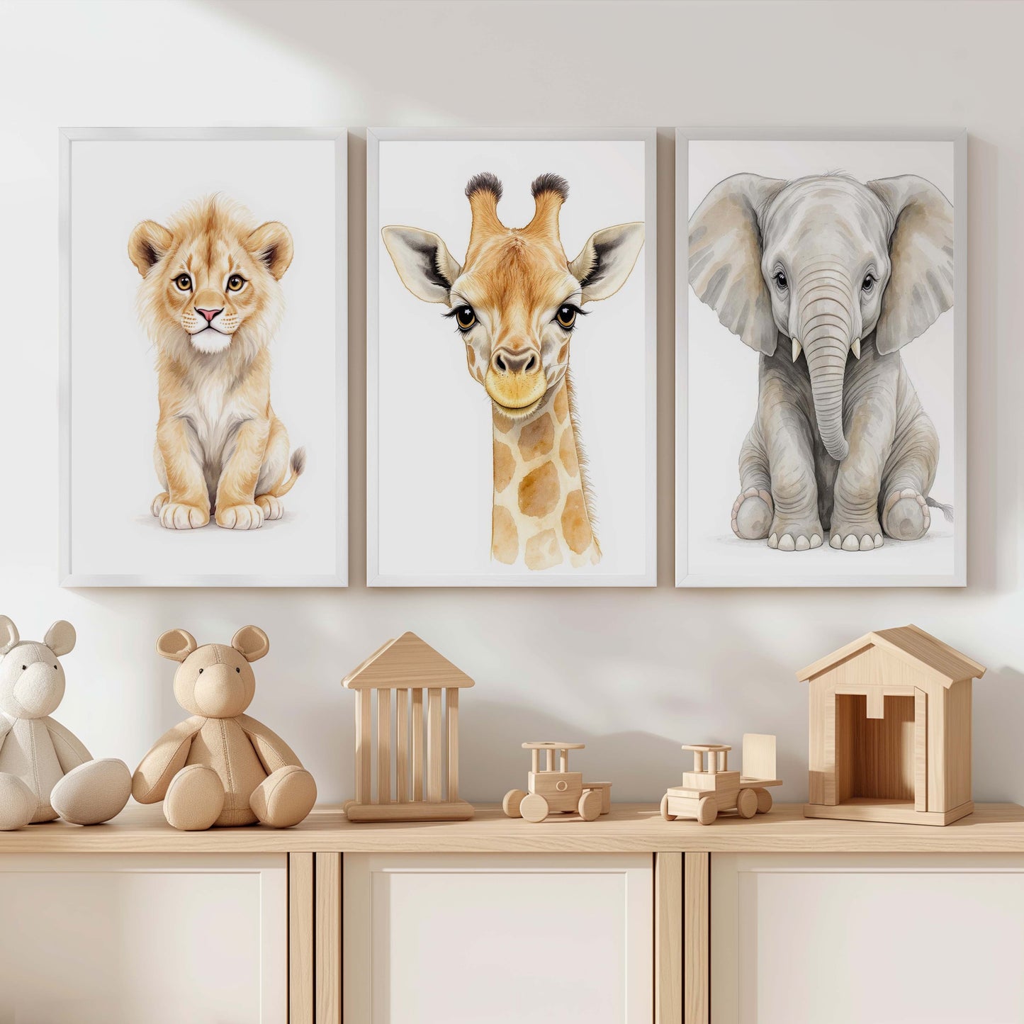 Safari Animal Nursery Room Wall Decor – Set of 3 Prints