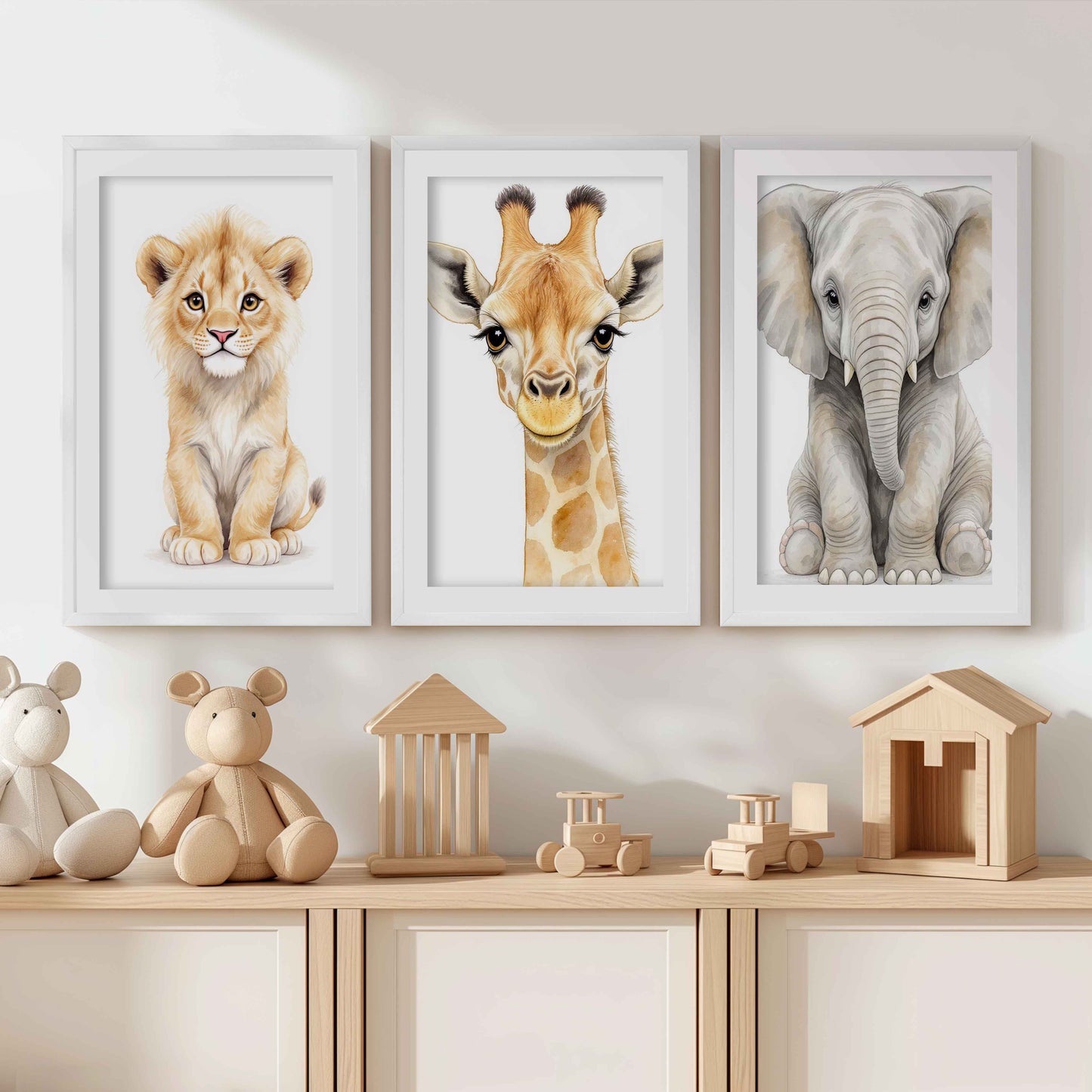 Safari Animal Nursery Room Wall Decor – Set of 3 Prints