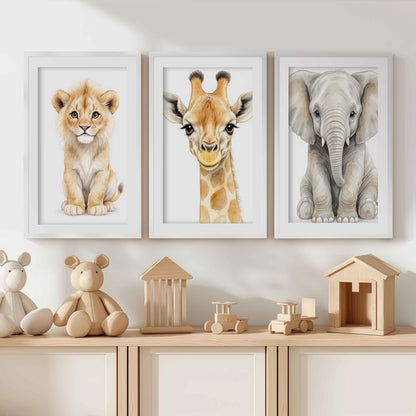 Safari Animal Nursery Room Wall Decor – Set of 3 Prints