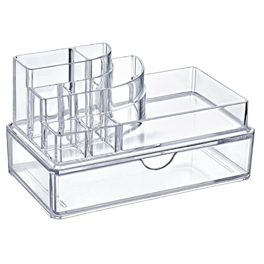 Bee Home Crystal Cosmetic Organizer with Drawer - Elegant Bathroom Storage Solution