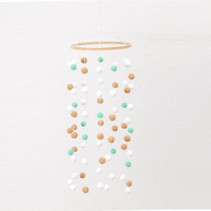 Wooden Ring With Felt Balls Wind Chimes Newborn Baby Bed Bell Pendant Kids Room Decoration Wooden Wind Chime Bed Bell Nursery Mobile Crib Bed Bell Wall Hanging Ornament