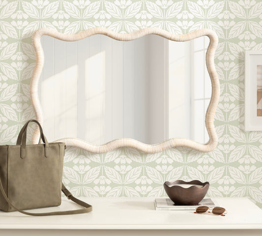 Rahfy Rattan Rectangle Scallop Mirror